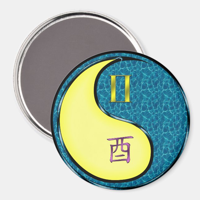 Imán Géminis y Gallo de Agua (Anverso/Reverso)