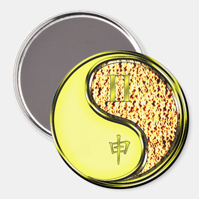 Imán Géminis y Mono de Fuego (Anverso/Reverso)