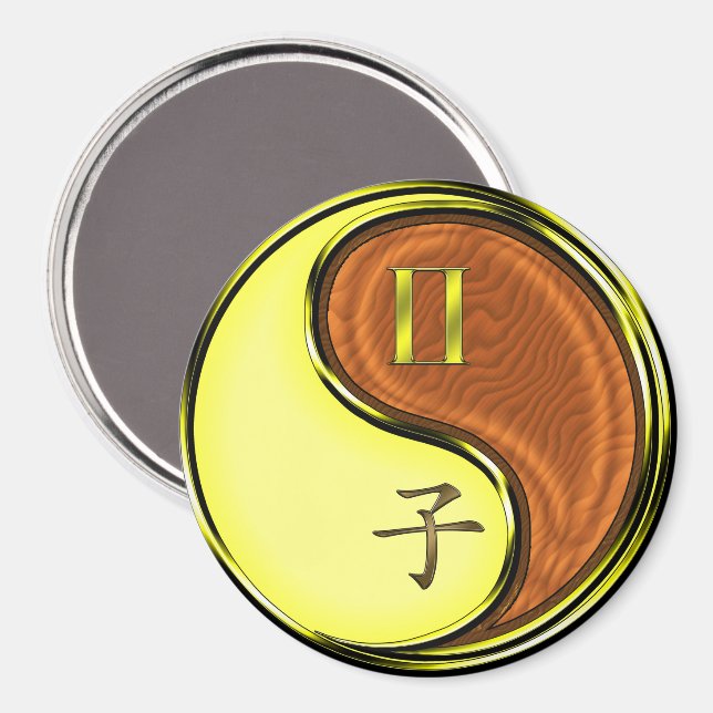 Imán Géminis y Rata de Madera (Anverso/Reverso)