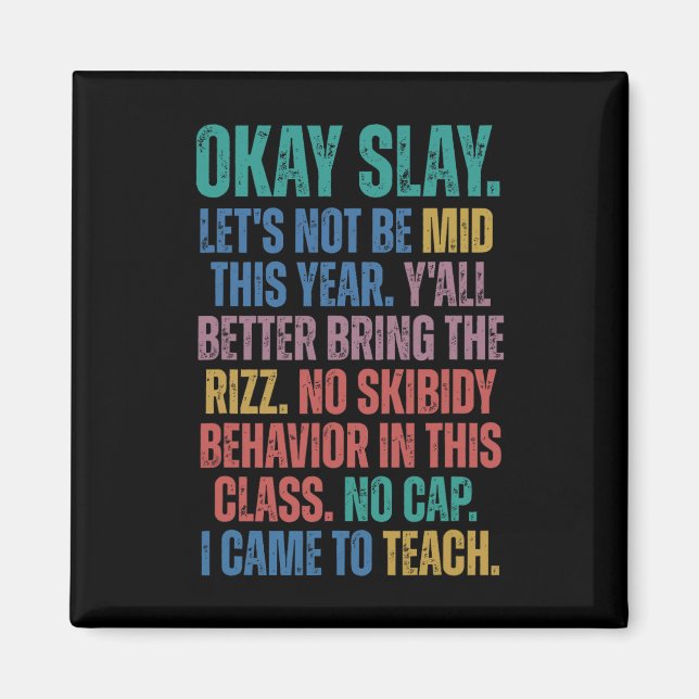 Imán Gen Alpha Slang Teacher Funny Teacher Group Back T (Frente)