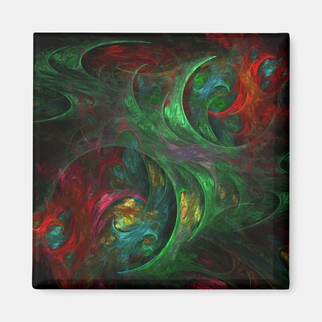 Imán Genesis Green Abstract Art Square Magnet (Frente)