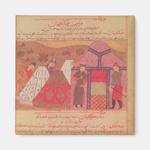 Imán Genghis Khan fuera de su tienda