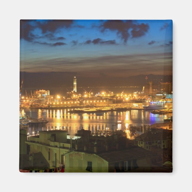 Imán Génova y el puerto por la noche (Frente)