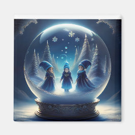 Imán Gente Pequeña En Un Globo De Nieve