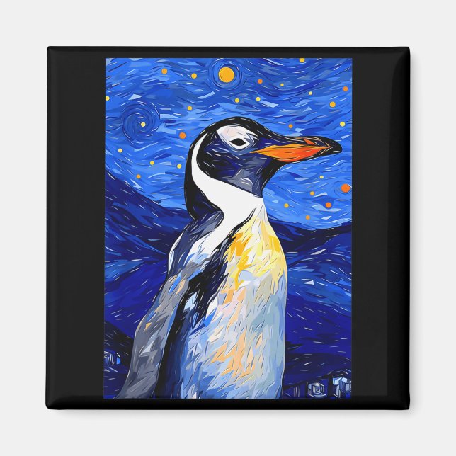 Imán Gentoo Penguin Starry Night Painting Men Women Kid (Frente)