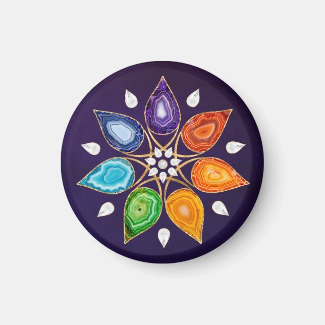 Imán Geode Chakras Mandala - Pétalos Lotus (Frente)