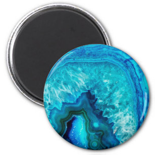 Imán Geode de cristal azul turquesa azul brillante de m