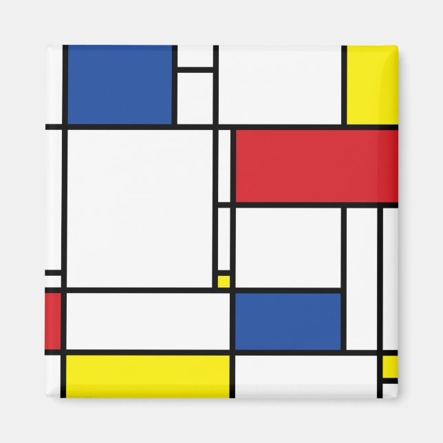 Imán Geometría Minimalista mondrina De Stijl Arte Moder (Frente)