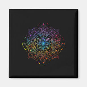 Imán Geometría Sagrada Cubo de Metatron Colorido Espiri