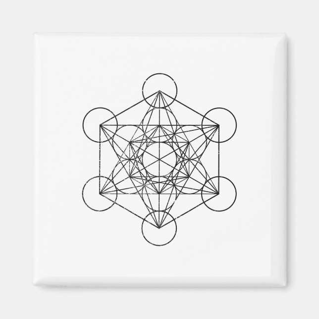 Imán Geometría Sagrada Cubo de Metatrón Psicodélico Vin (Frente)