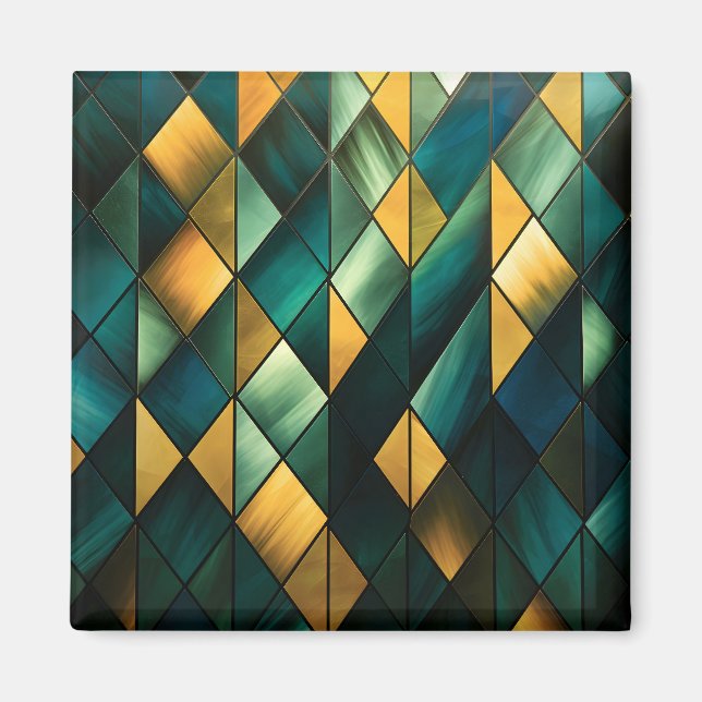 Imán Geometría verde abstracta de oro (Frente)