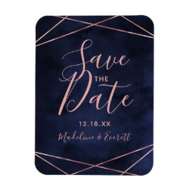 Imán Geométrica Marina Blue & Rosa Gold Save the Date