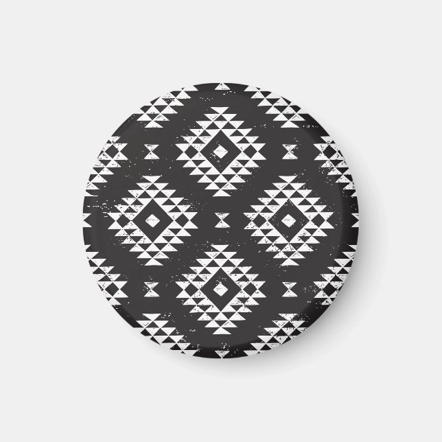 Imán Geométrica Navajo: Tribal Blanco Negro. (Frente)