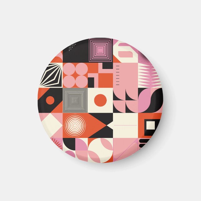 Imán Geométrico escandinavo: patrón de arte colorido (Frente)