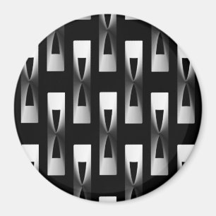 Imán Geométrico metálico Art Deco - Plata y Negro