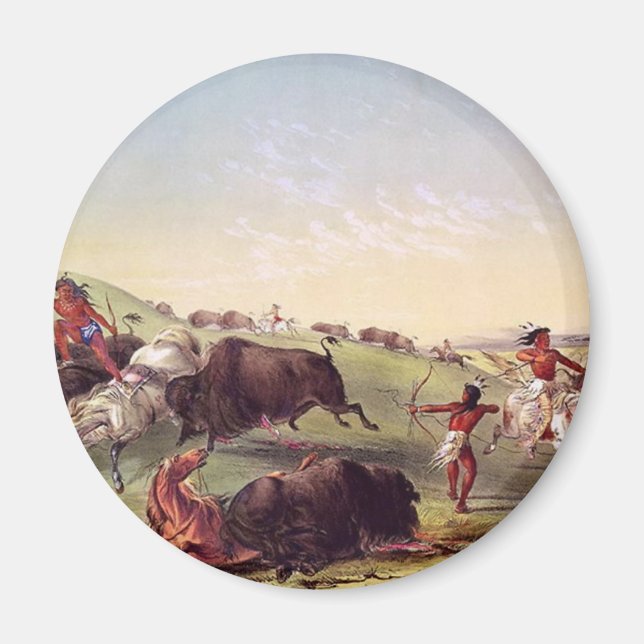 Imán George Catlin - Caza de búfalos (Frente)