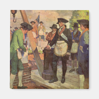 Imán George Washington colocando la piedra angular