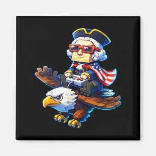 Imán George Washington Gamer del 4 de Julio Retro xel