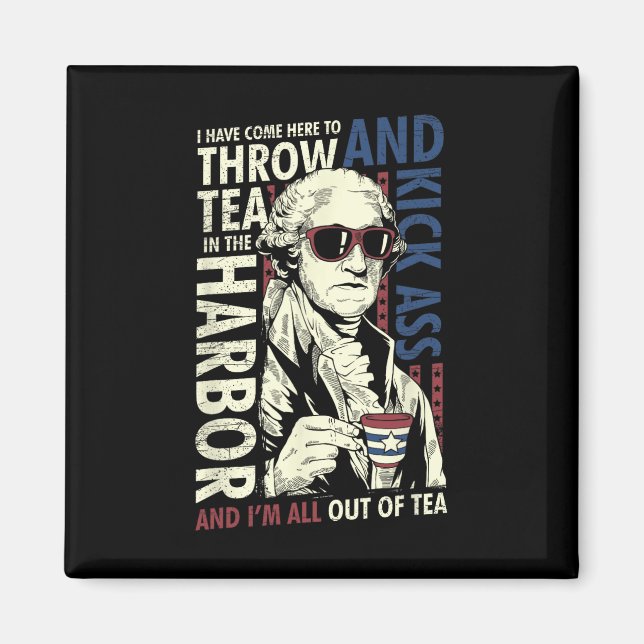 Imán George Washington Lanzando Tea Kick 4 De Julio (Frente)