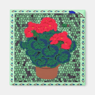 Imán Geranios en mosaicos