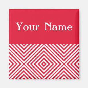 Imán Geranium Diamond Chevron con nombre