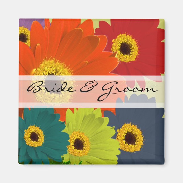 Imán Gerber Daisy Wedding Stickers o Personalizar (Frente)