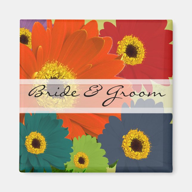 Imán Gerber Daisy Wedding Stickers o Personalizar (Frente)