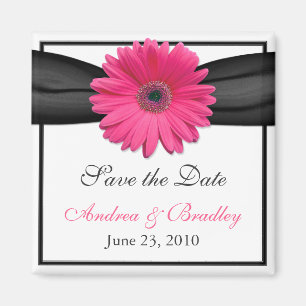 Imán Gérbera rosa Daisy Monograma Boda Magnet