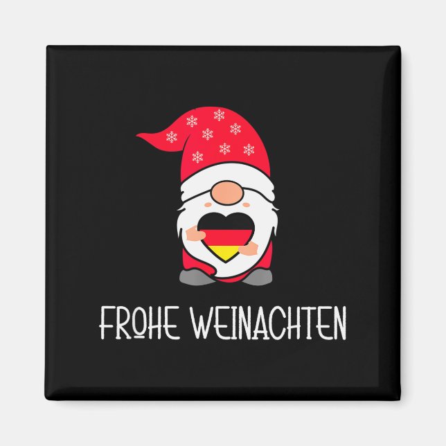 Imán German Christmas Gnome Frohe Weinachten  (Frente)