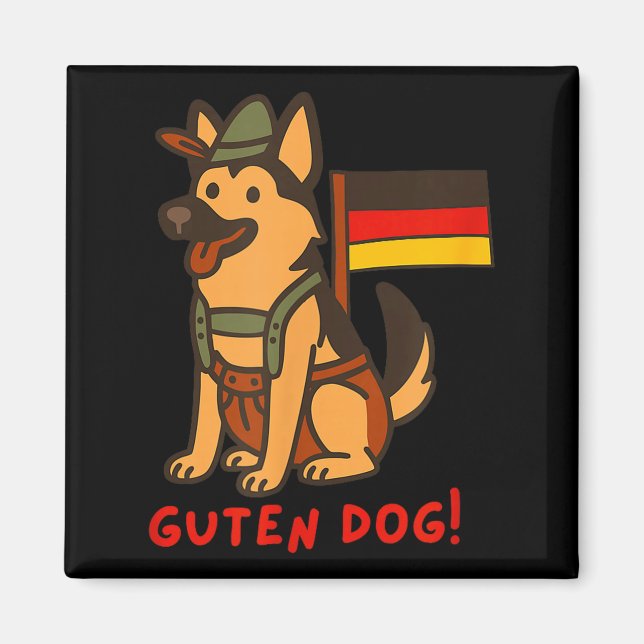 Imán German Shepherd Funny Beer Festival Guten Dog  (Frente)
