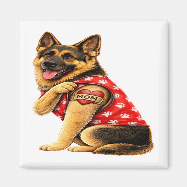 Imán German Shepherd Mom Tattoo (Frente)