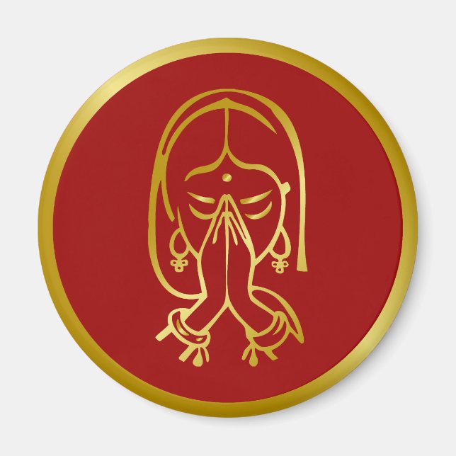 Imán Gesto de bienvenida indio - Namaskar (Frente)