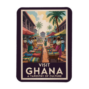 Imán Ghana Ilustracion de mercado Viaje de arte