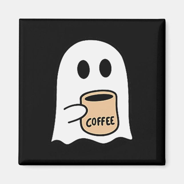 Imán Ghost Drinking Coffee Funny Halloween Costume Coff (Frente)