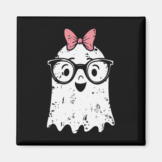 Imán Ghost Eyegl Chica Halloween Girly Ghost (Frente)
