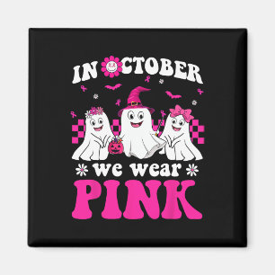 Imán Ghost Ghost Halloween Pink Groovy Cáncer de Mama