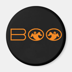 Imán Ghostly Boo Halloween Magnet, negro y Naranja
