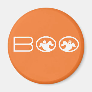 Imán Ghostly Boo Halloween, Naranja y blanco