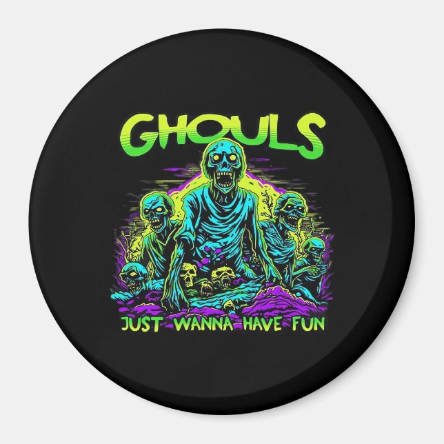 Imán Ghouls solo quiere divertirse - Halloween Sloth De (Frente)
