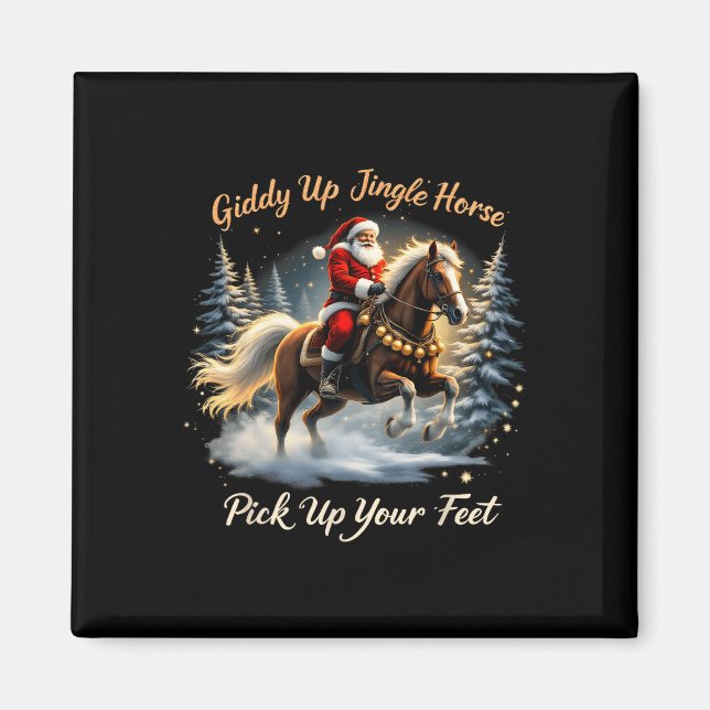 Imán Giddy Up Jingle Horse Coge Tus Pies Nochebuena San (Frente)