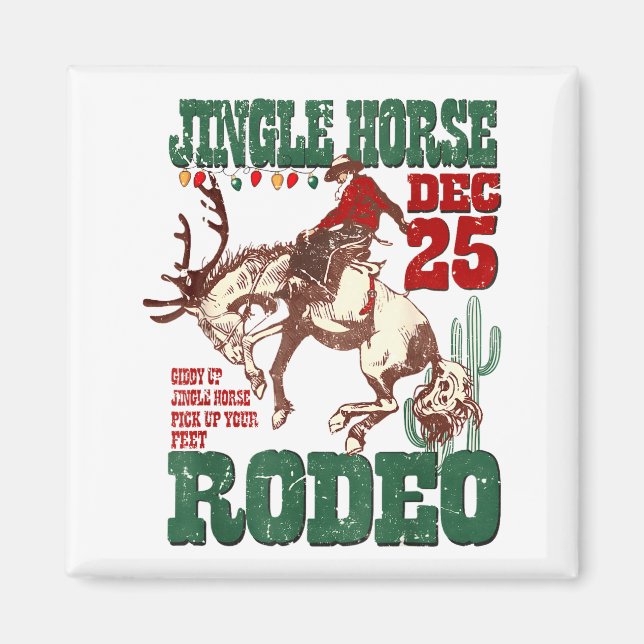 Imán Giddy Up Jingle Horse Santa Cowboy Western Christm (Frente)