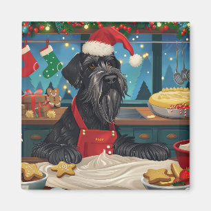 Imán Gigante Schnauzer Hornear en vacaciones: Navidad f