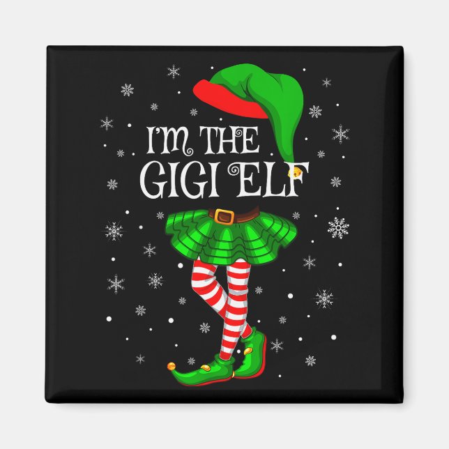 Imán Gigi Elf Christmas Matching Family Women Girls Elf (Frente)