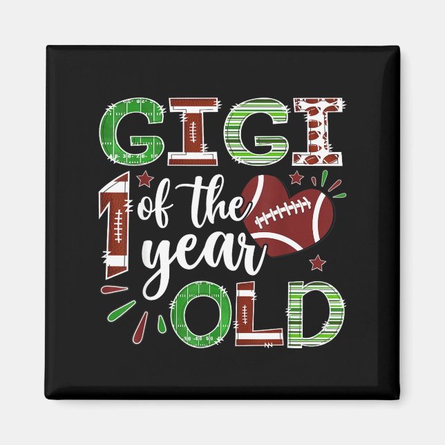 Imán Gigi Of The 1 Year Old Football First Birthday Boy (Frente)