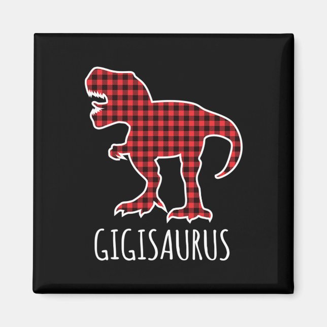 Imán Gigisaurus Buffalo Plaid Dinosaur Divertido Combin (Frente)