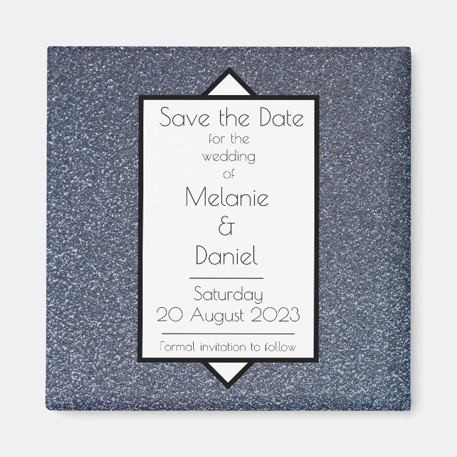 Imán Giltter de plata estilo Art Deco moderno salva el  (Frente)