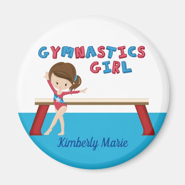 Imán Gimnasia Chica Cute Gimnast personalizado (Frente)
