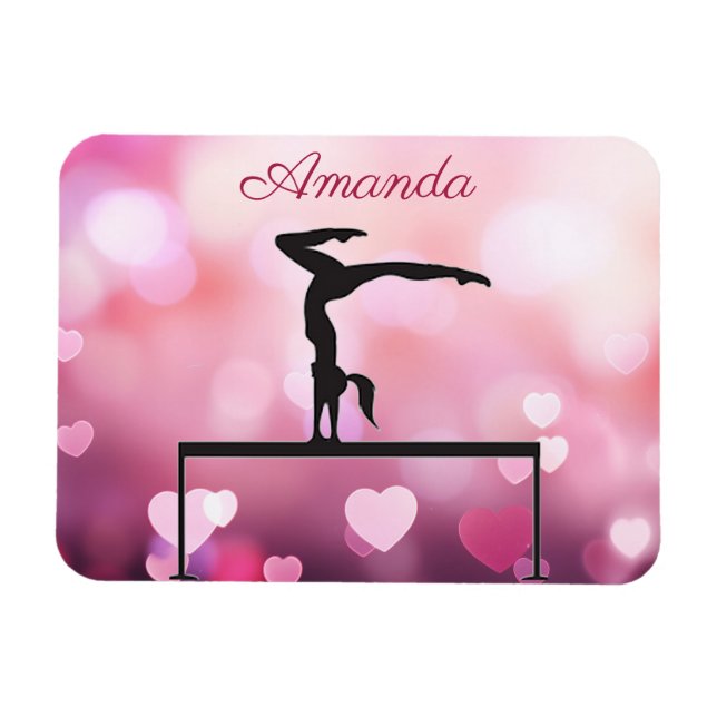 Imán Gimnasia Equilibrio Beam Pink Hearts (Horizontal)