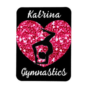 Imán Gimnasia Negra y Rosa Caliente Personalizada