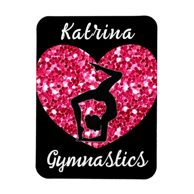 Imán Gimnasia Negra y Rosa Caliente Personalizada (Vertical)